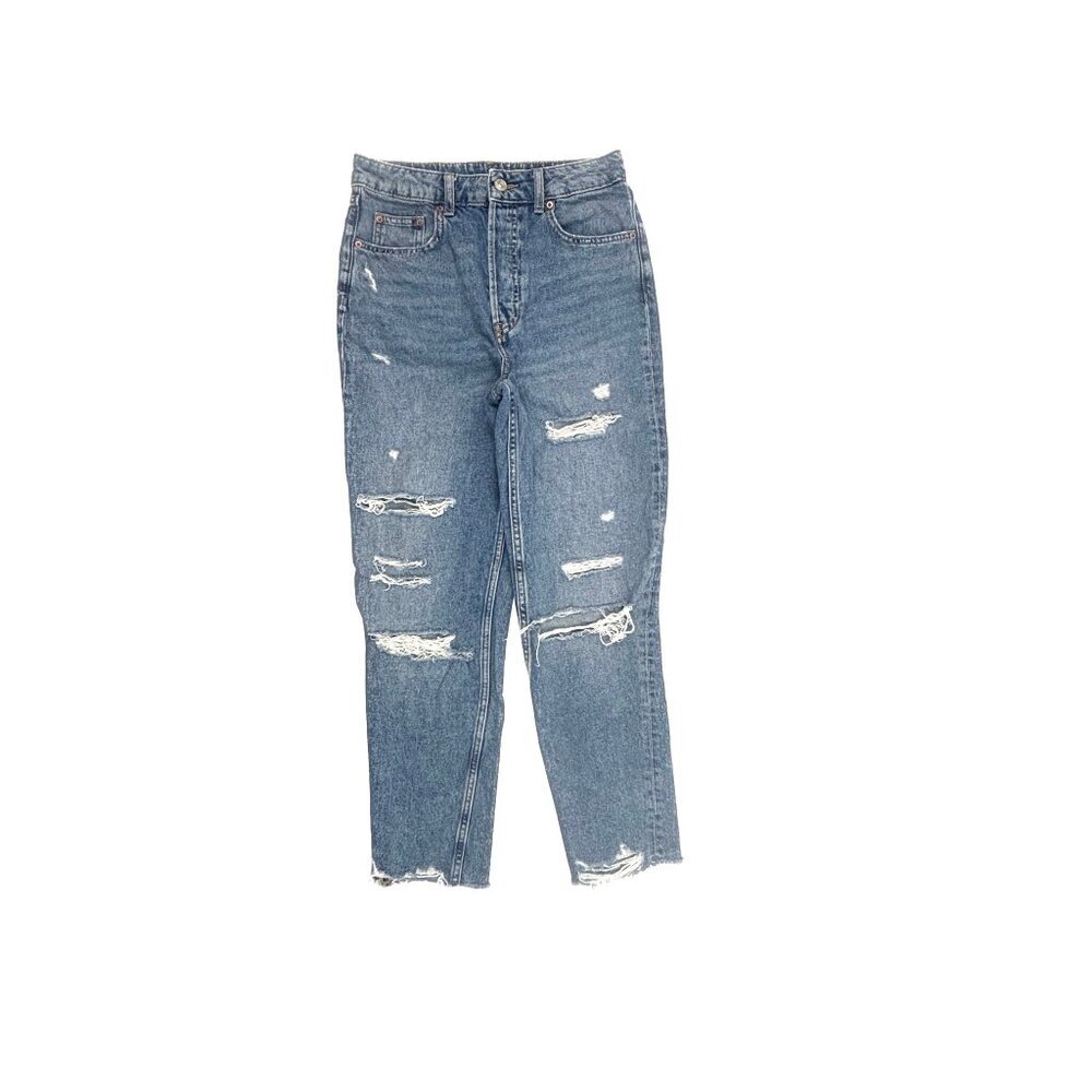 Divided H&M Ankle Distressed Raw Hem Women's size 4 Medium Blue denim Jeans